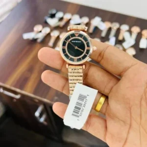 Armani Watch Black Gold For Women