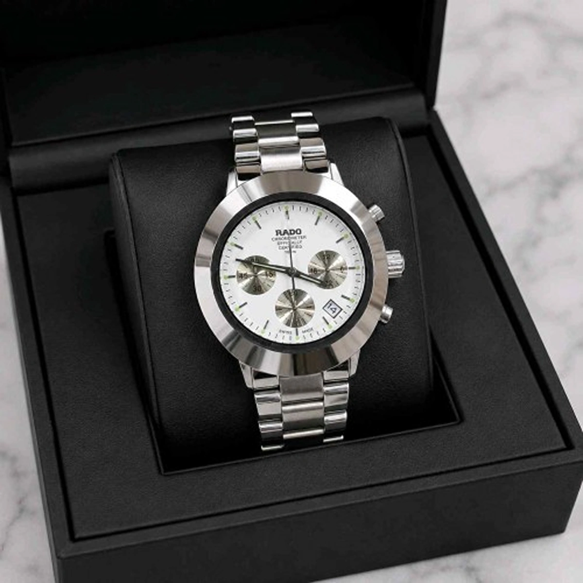 Elegant Rado Diastar Chronograph Watch Silver White For Men (FGS105) - stayhit.in Elegant Rado Diastar Chronograph Watch Silver White For Men (FGS105) - stayhit.in