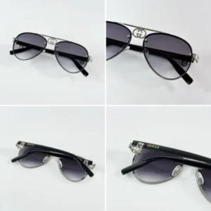 Gucci Sunglasses Silver Black For Men