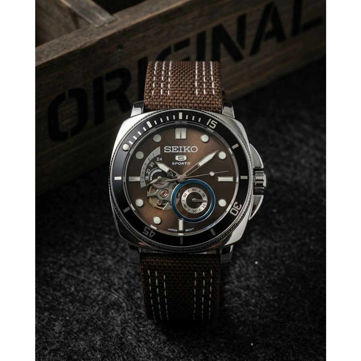 Luxury Seiko 5 Sports Automatic Watch Brown For Men (SOS45) - stayhit.in