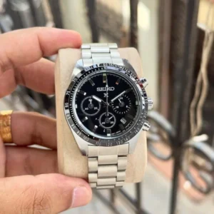 Luxury Seiko Prospex Speedtimer Watch Chronograph Silver Black For Men (FGS155) - stayhit.in
