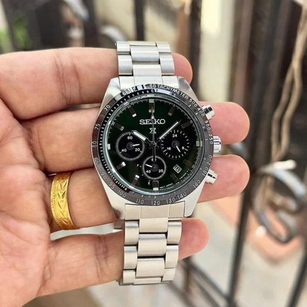 Luxury Seiko Prospex Speedtimer Watch Chronograph Silver Green For Men (FGS151) - stayhit.in Luxury Seiko Prospex Speedtimer Watch Chronograph Silver Green For Men (FGS151) - stayhit.in