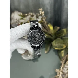 Mashali Floral Watch Purple Rotating All Black For Women