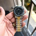 Omega Chrono Watch Silver Black For Men