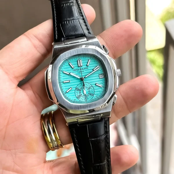  Patek Philippe Chrono Watch Silver Blue For Men