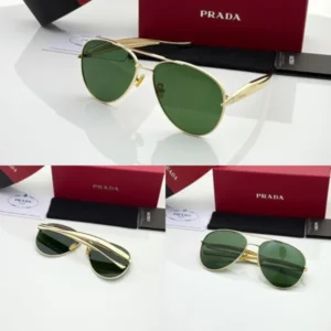 Prada Sunglasses Golden Green For Men