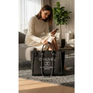 Premium Chanel Deauville Pearl Canvas Tote Bag For Women (BOT2853) - stayhit.in