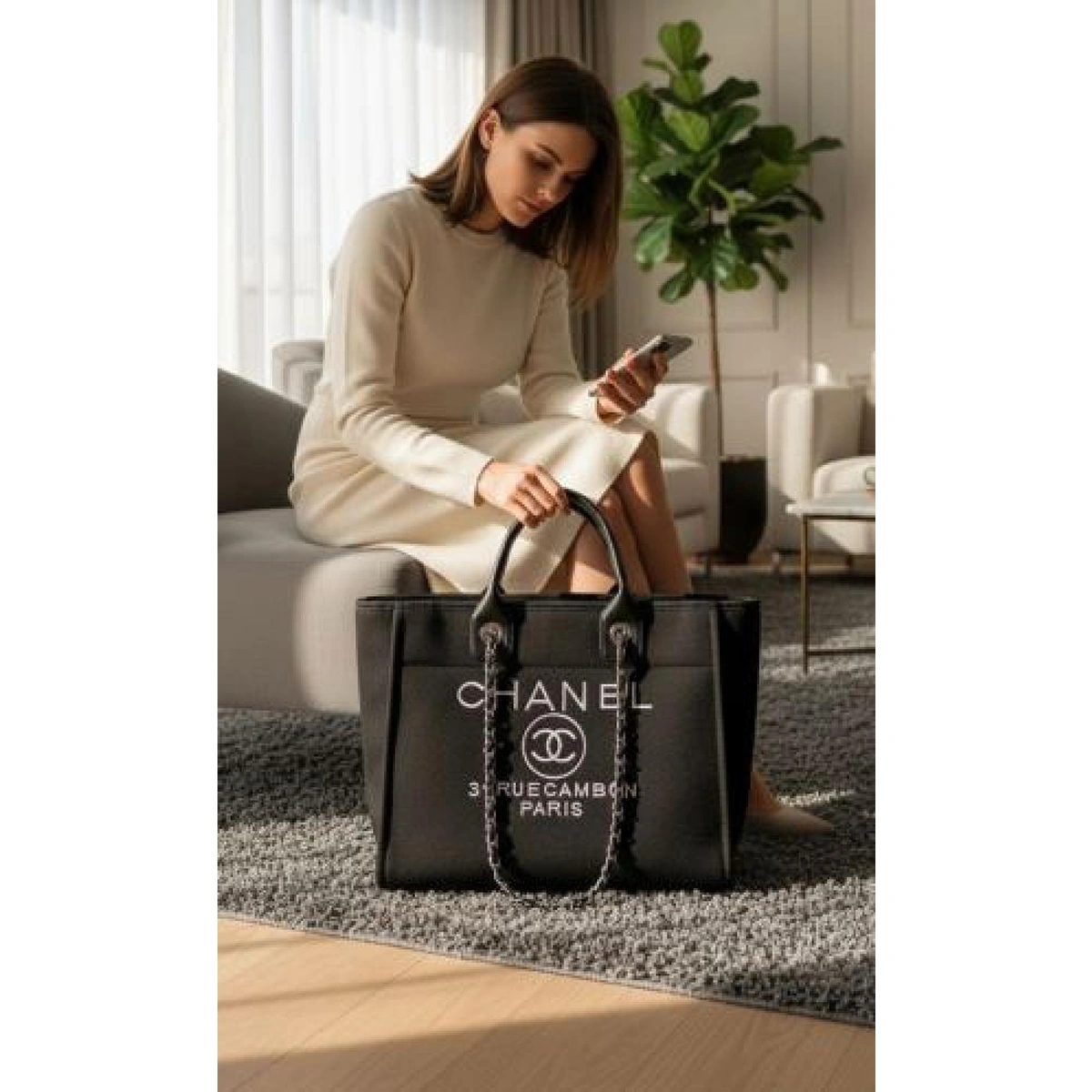Premium Chanel Deauville Pearl Canvas Tote Bag For Women (BOT2853) - stayhit.in Premium Chanel Deauville Pearl Canvas Tote Bag For Women (BOT2853) - stayhit.in