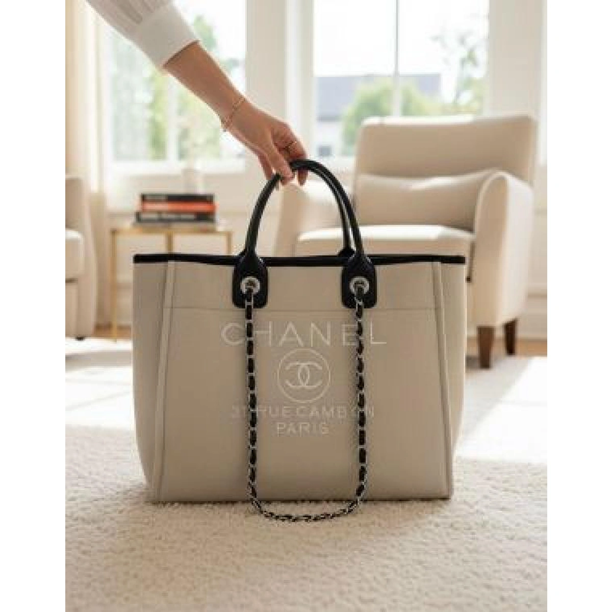 Premium Chanel Deauville Pearl Canvas Tote Bag For Women (BOT2854) - stayhit.in Premium Chanel Deauville Pearl Canvas Tote Bag For Women (BOT2854) - stayhit.in
