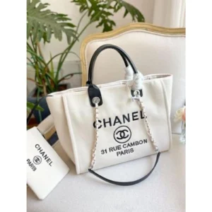 Premium Chanel Deauville Pearl Canvas Tote Bag For Women (BOT2855) - stayhit.in