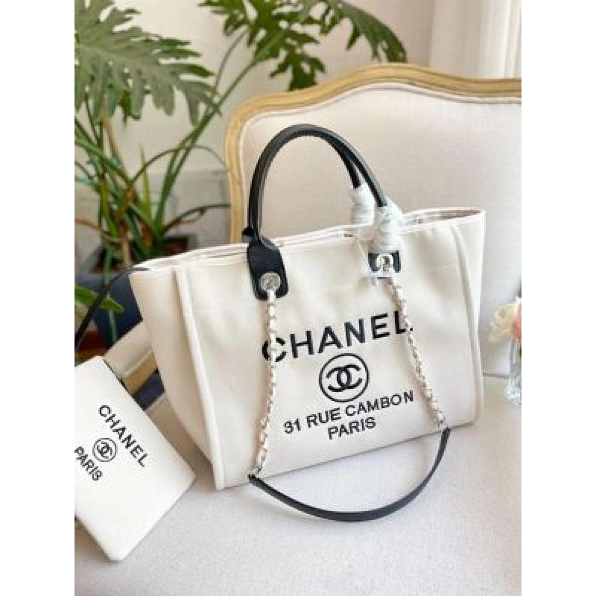 Premium Chanel Deauville Pearl Canvas Tote Bag For Women (BOT2855) - stayhit.in Premium Chanel Deauville Pearl Canvas Tote Bag For Women (BOT2855) - stayhit.in