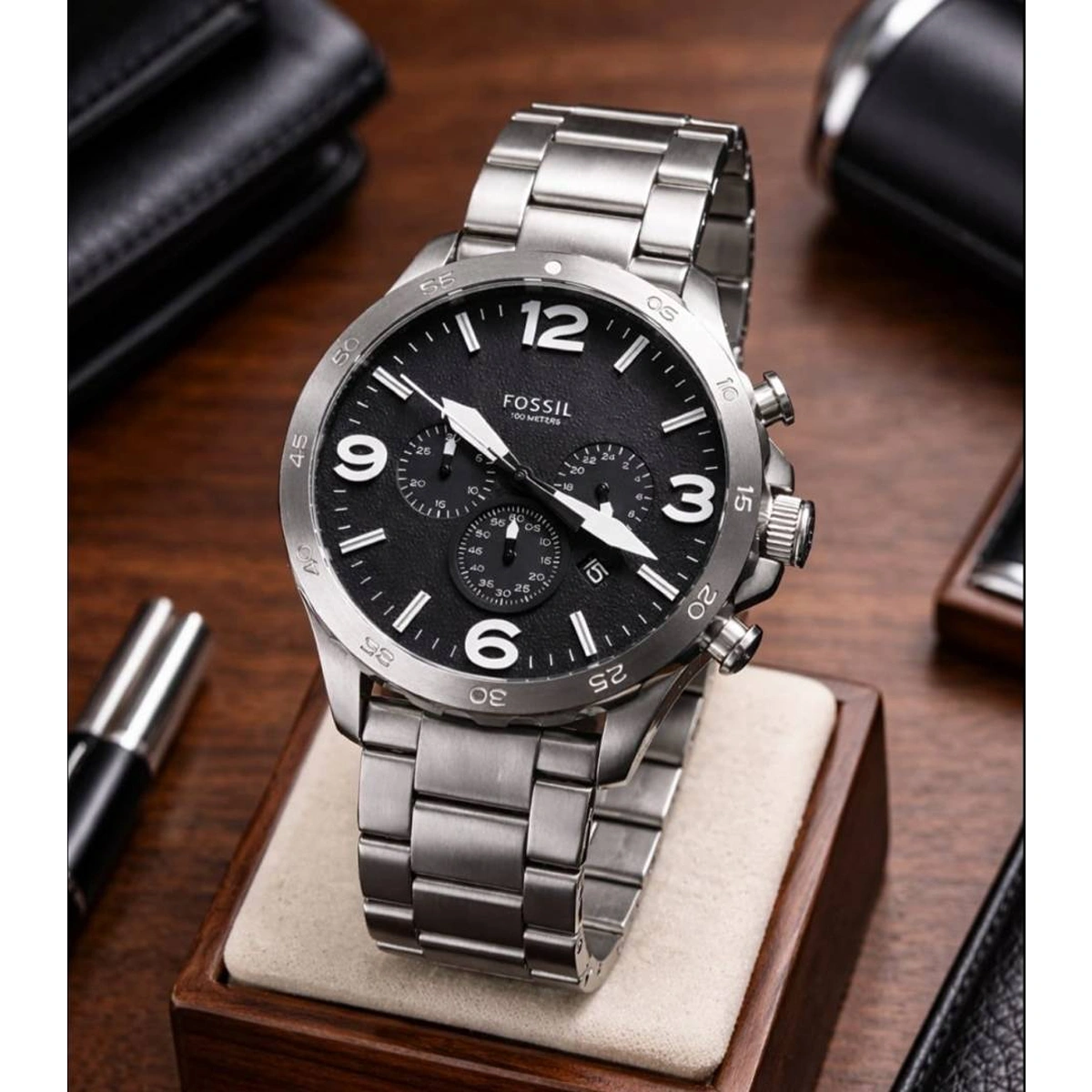 Premium Fossil 100 Meters Watch Black Dial For Men (SOS643) - stayhit.in Premium Fossil 100 Meters Watch Black Dial For Men (SOS643) - stayhit.in