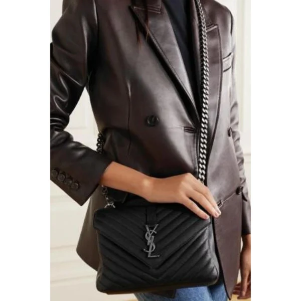 Premium Ysl Collage Shoulder Bag Black Silver Medium For Women (BOT2750) - stayhit.in Premium Ysl Collage Shoulder Bag Black Silver Medium For Women (BOT2750) - stayhit.in