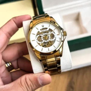 Rolex Auto Watch Gold White For Men