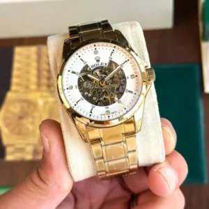 Rolex Auto Watch Gold White For Men