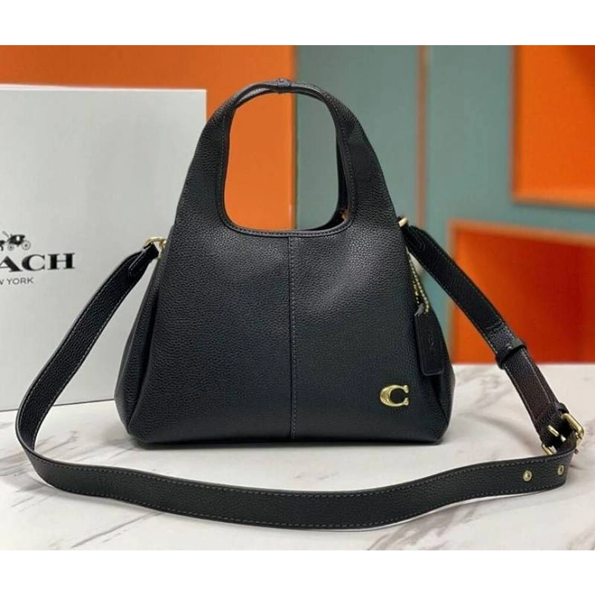 Stylish Coach Lana Bag Black With Og Box Dust Cover Long Belt For Women (SOS454) - stayhit.in