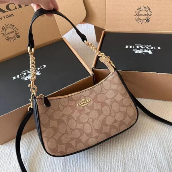 Stylish Coach Teri Shoulder Bag Apricot Black With Og Box For Women (BOT2614) - stayhit.in Stylish Coach Teri Shoulder Bag Apricot Black With Og Box For Women (BOT2614) - stayhit.in