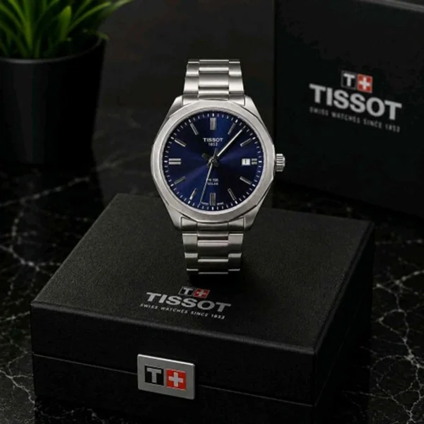 Tissot Prc Solar Automatic Watch Silver Blue For Men