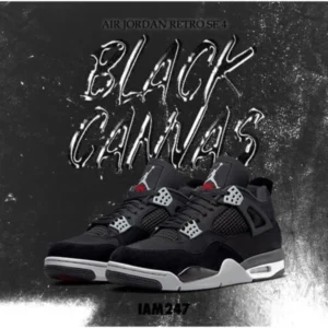 Premium Nike Air Jordan Retro 4 Shoes Black Canvas For Men (SUP3498) - stayhit.in